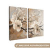 LEINWANDBILD 2er Set Blüte - Beige - Abstrakt - Blumen 240x180 cm - Hellbraun, Textil (240/180cm) - MuchoWow