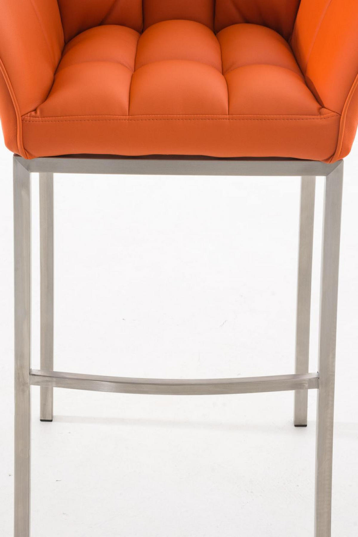 BARHOCKER Lederlook orange - Edelstahlfarben/Orange, Textil/Metall (64/110/48cm) - CLP