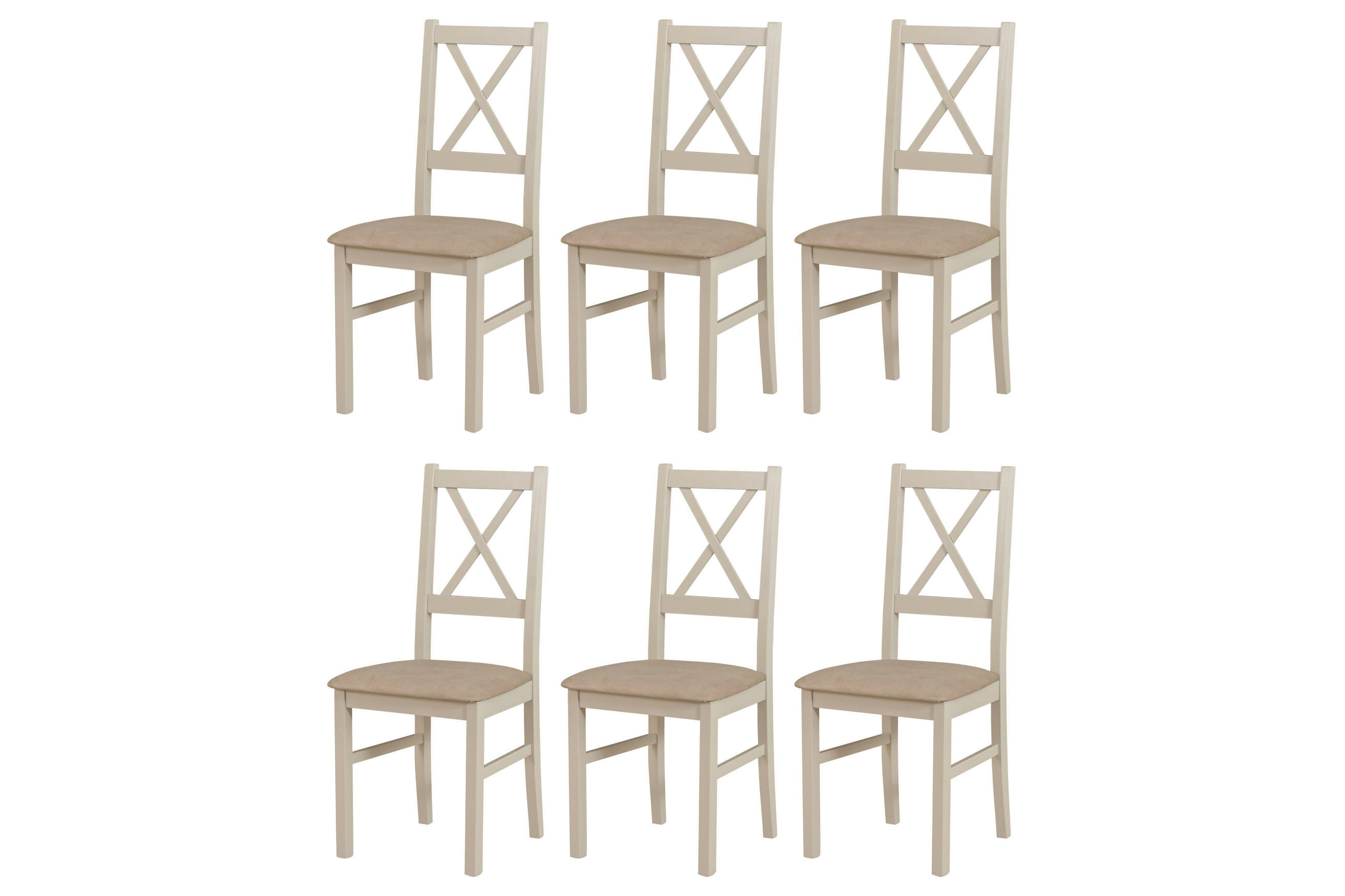 STUHL Nilo 10 (6er Set) - Ecru/Cappuccino, Holz (43/94/40cm) - Leaf Design