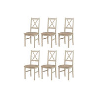 STUHL Nilo 10 (6er Set) - Ecru/Cappuccino, Holz (43/94/40cm) - Leaf Design