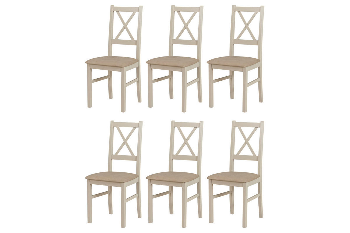 STUHL Nilo 10 (6er Set) - Ecru/Cappuccino, Holz (43/94/40cm) - Leaf Design