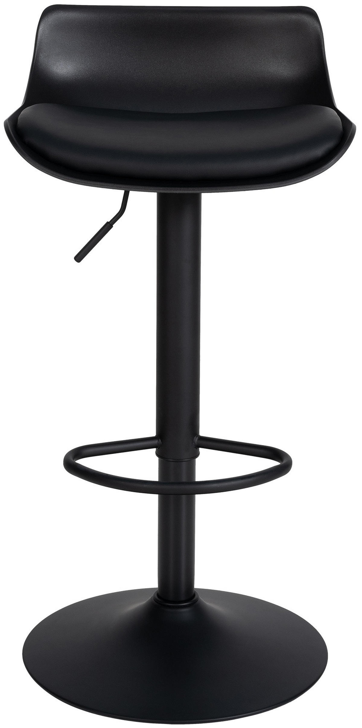 BARHOCKER höhenverstellbar Schwarz JUTO Kunstleder 685-94x43x44 cm - Schwarz, Leder/Metall (43/68.5/44cm) - DELUKE