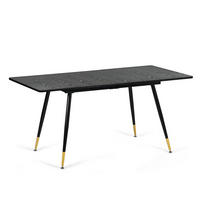 ESSTISCH im Industriestil Schwarzer ausziehbarer 120-160 - Goldfarben/Schwarz, Holz/Metall (80/120/75cm) - Urban Meuble