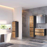 BADMÖBEL-SET 4-TLG. Lourosa-03 - Braun/Grau, Holzwerkstoff (140/200/47cm) - Lomado