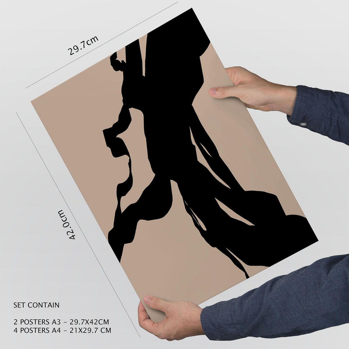 POSTER Set Mit 6 Zusammenfassungen In Form Ästhetische Dekorative Gemälde Für Ihr Wohnzimmer, Schlafzimmer Oder Zuhause A3 & A4 Rahmenlos - Klar, Papier (29/3cm) - Nacnic