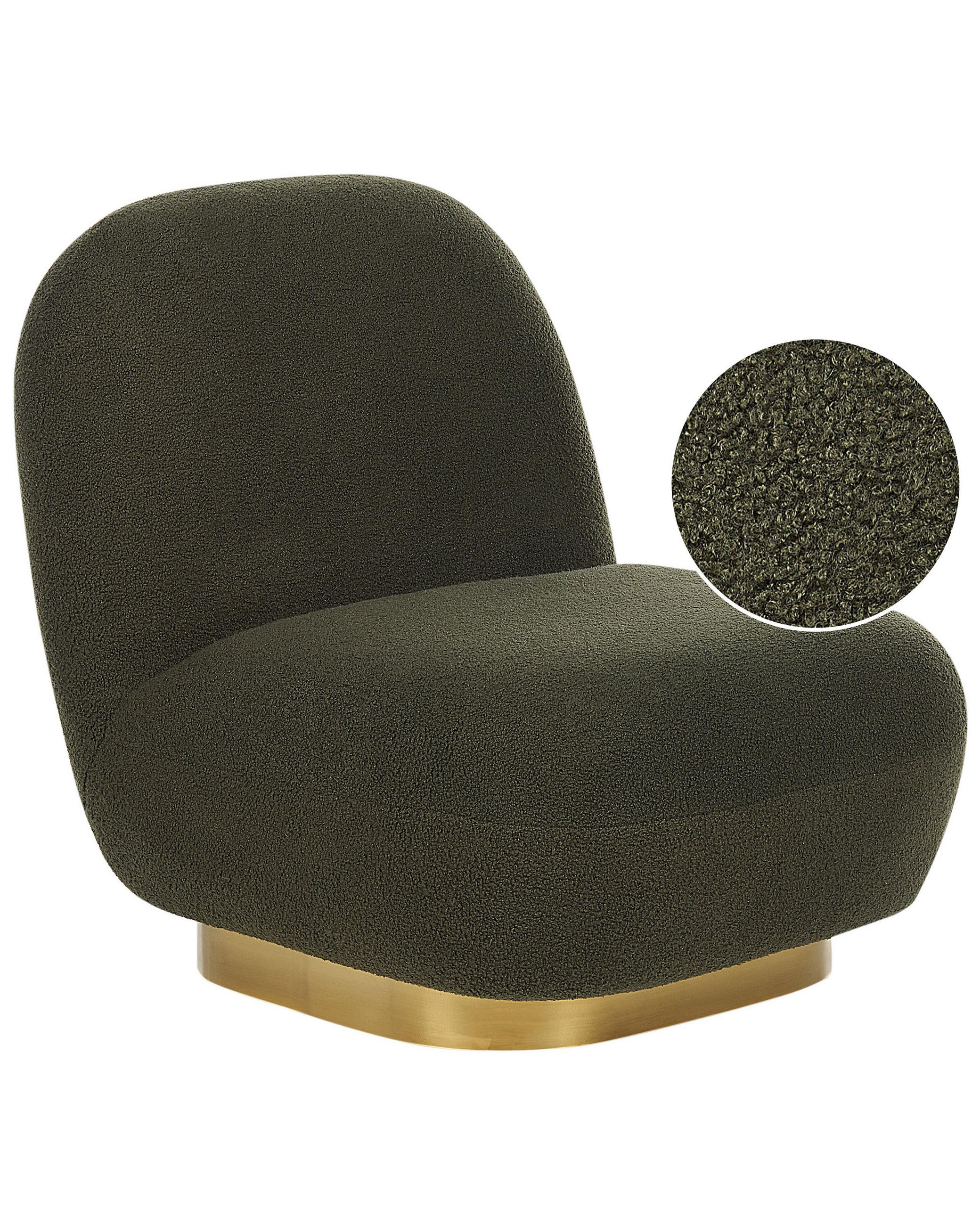SESSEL Bouclé dunkelgrün/gold Lovlisa - Goldfarben/Grün, Textil (62/76/70cm) - Beliani
