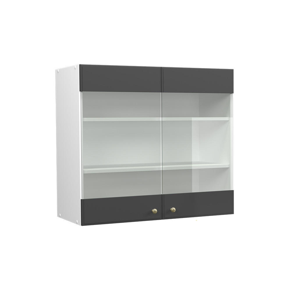 KÜCHENGLASSCHRANK Fame-Line Anthrazit-Gold 80 cm - Anthrazit/Weiß, Holzwerkstoff (80/72/34.1cm) - Vicco