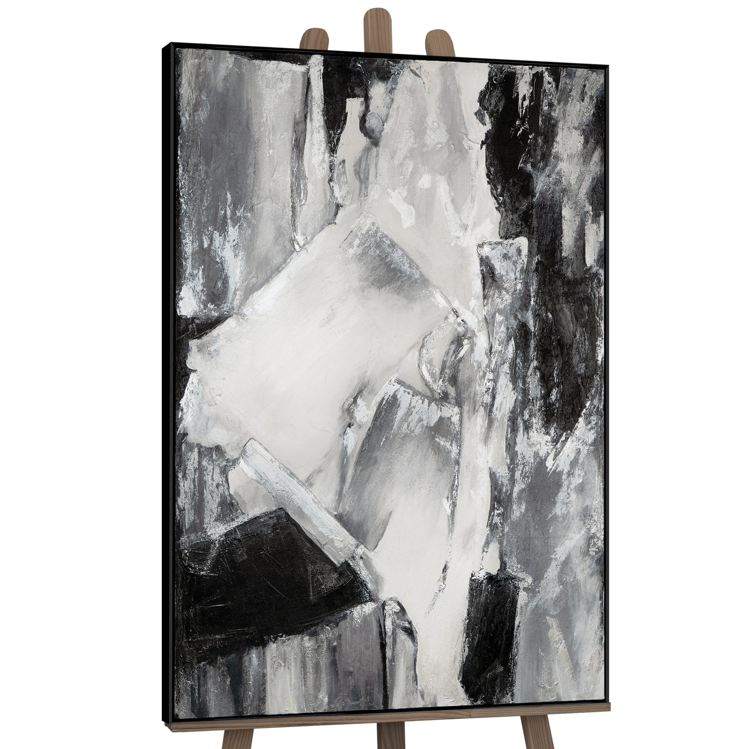 GEMÄLDE Kontrastreiche Reflexionen Schattenfugenrahmen Schwarz 140x100 cm - Schwarz, Holz (140/100cm) - YS-art gallery