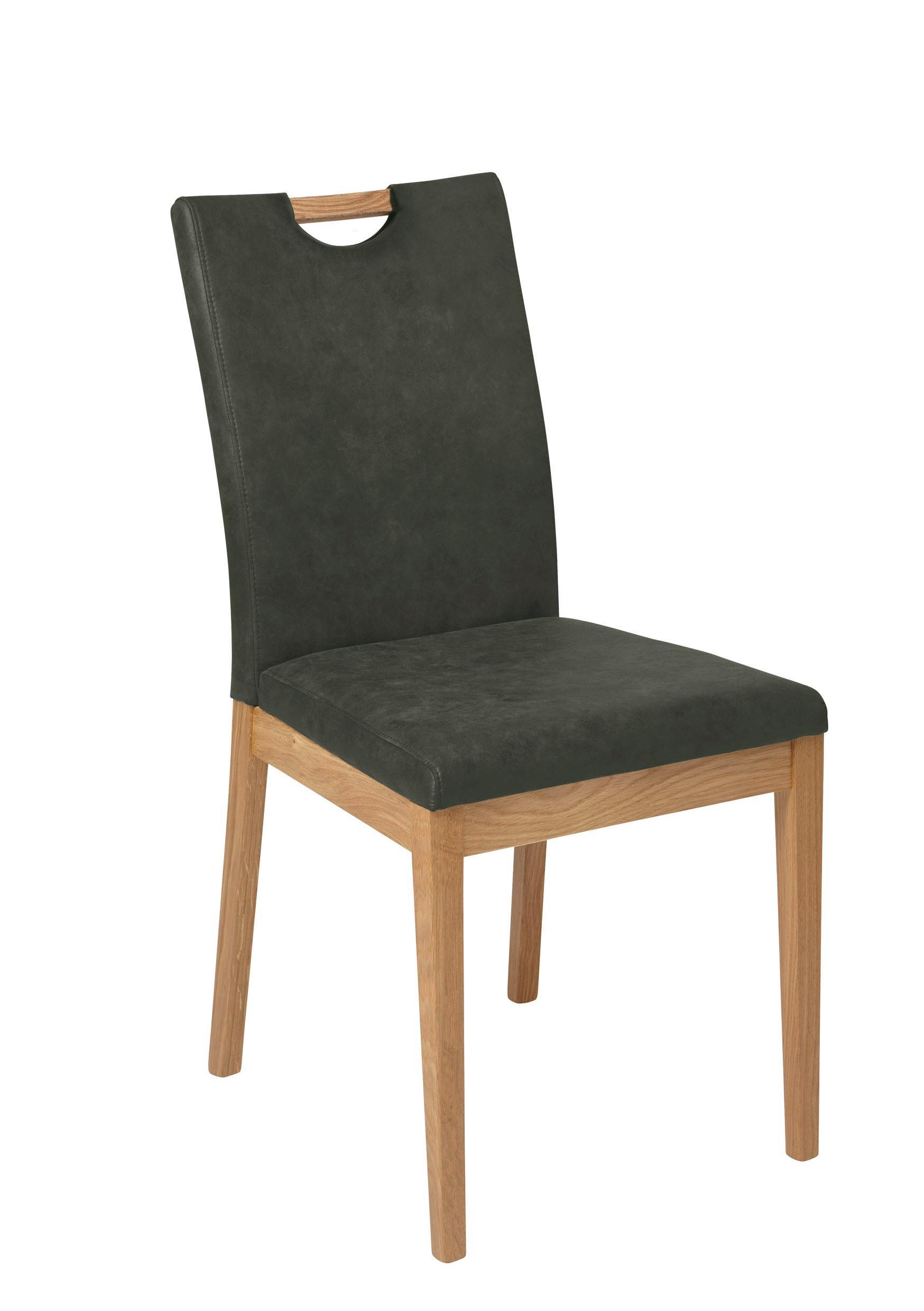 ESSZIMMERSTUHL 2er-Set Delfi 3 Wildeiche Massiv/Microfaser Khaki - Dunkelgrün, Holz (46/95/60cm) - 58aufmkessel