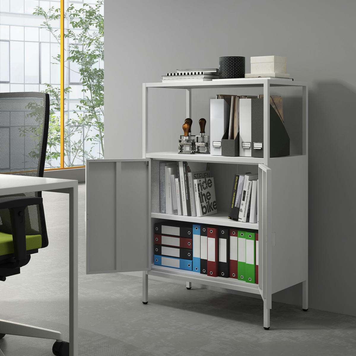 AKTENSCHRANK Hailuoto - Hellgrau, Metall (70/110/40cm) - [en.casa]