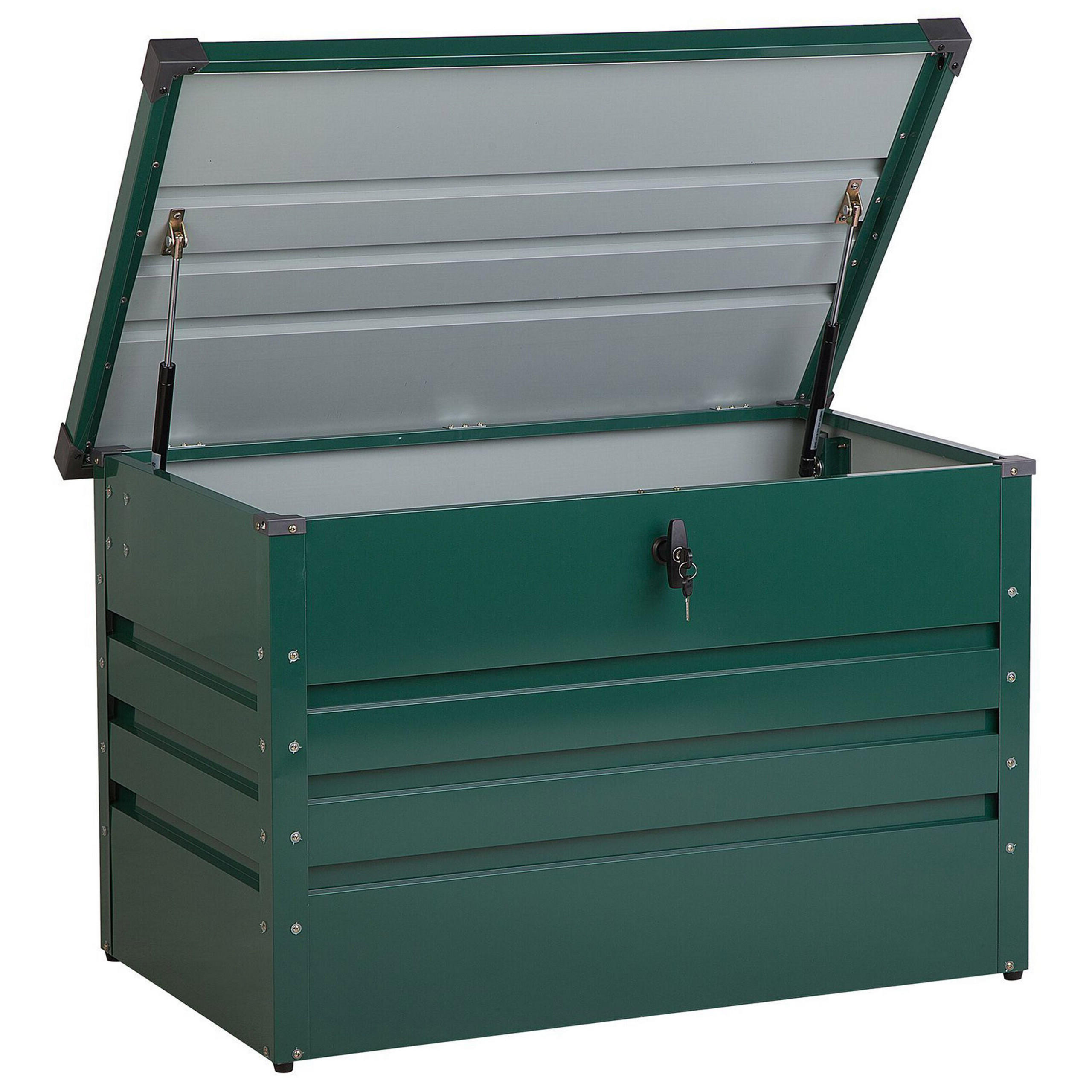 AUFLAGENBOX Stahl dunkelgrün 100/62 cm Cebrosa - Grün, Metall (100/64/62cm) - Beliani