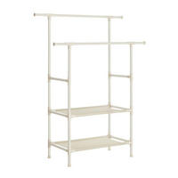 KLEIDERSCHRANK mit 2 Kleiderstangen und 2 Regalen Weiß - Weiß, Metall (47/176/114cm) - Calicosy