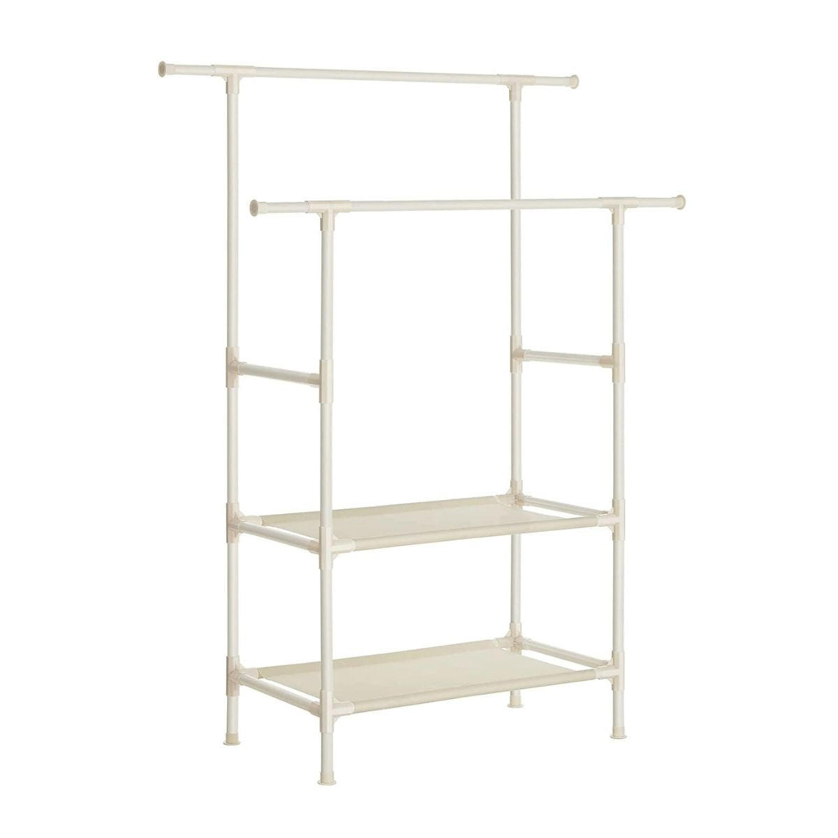KLEIDERSCHRANK mit 2 Kleiderstangen und 2 Regalen Weiß - Weiß, Metall (47/176/114cm) - Calicosy