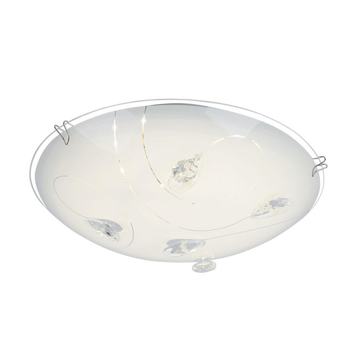 LED DECKENLEUCHTE Glas Weiß Chrom - Weiß, Glas (25/25/7.5cm)