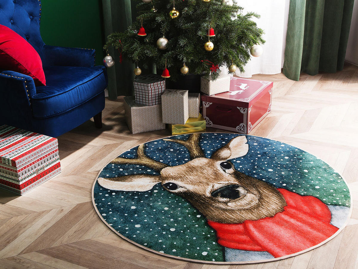 KURZFLOR-TEPPICH Eregli 140/140 cm - Multicolor, Kunststoff (140/140cm) - Beliani