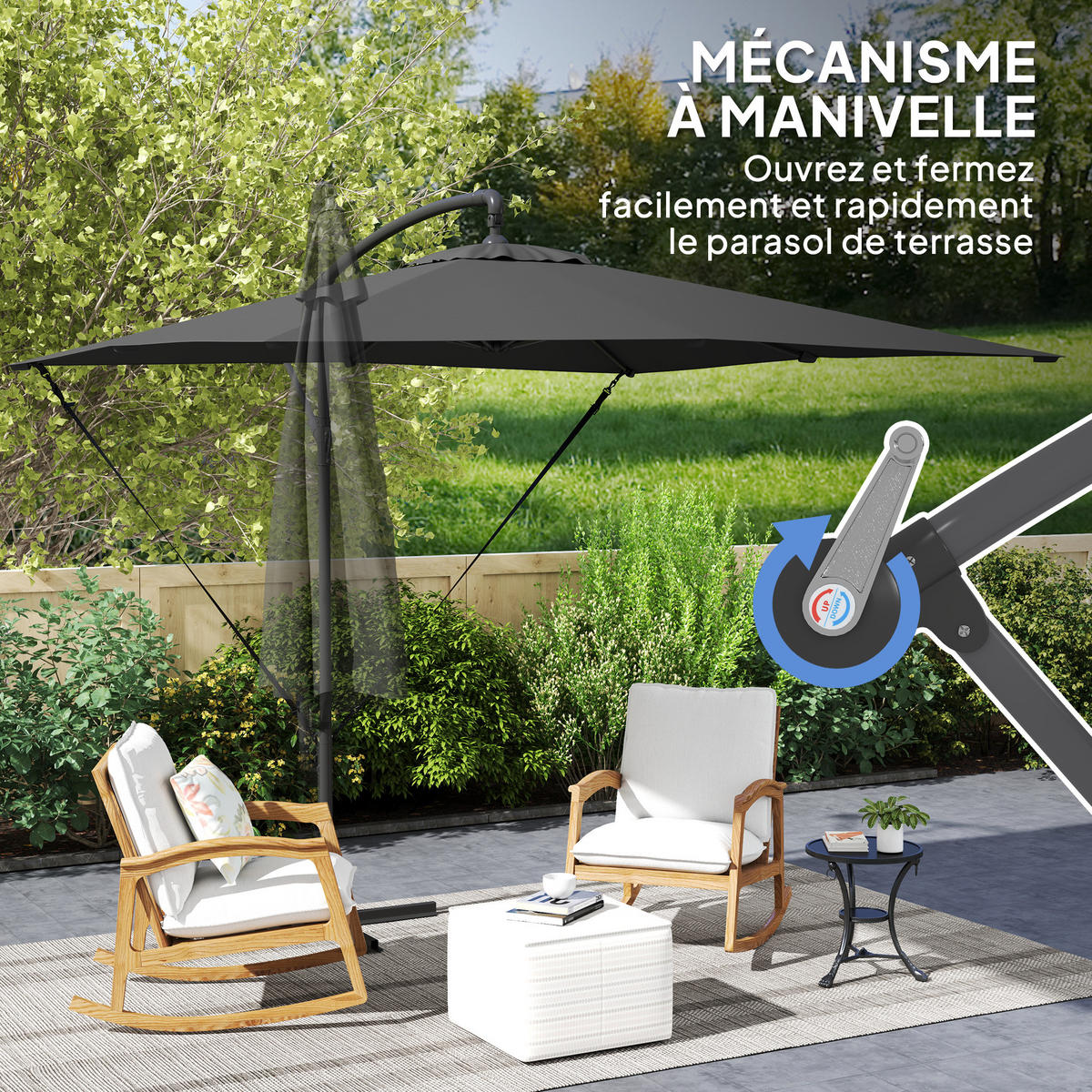 AMPELSCHIRM 250/250 cm DE-11604 Dunkelgrau - Dunkelgrau, Metall (247/247cm) - ComfortXL