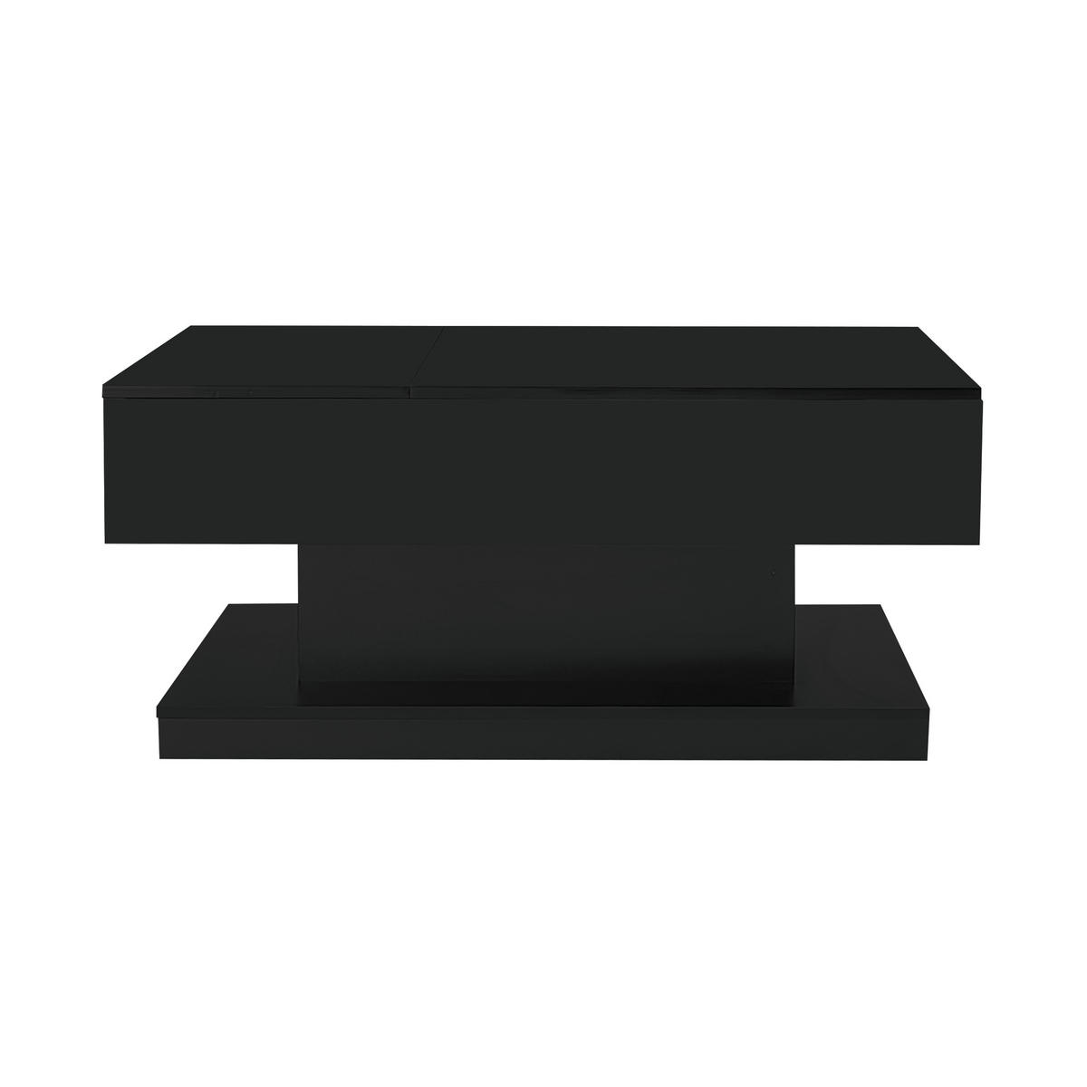 COUCHTISCH, Hochglanz schwarz, hydraulisch liftbar, Platte seitlich verschiebbar, mit LED & Stauraum, 100/50/45 cm,schwarz - Schwarz, Holzwerkstoff (100/50/45cm) - Redom