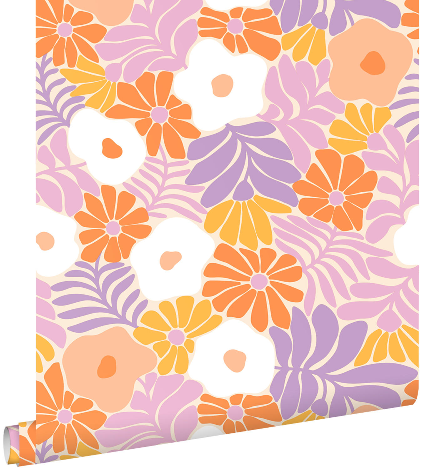 TAPETE Blumen im Matisse-Stil 50 x 900 cm - Weiß, Papier (50/0.1cm) - ESTAhome