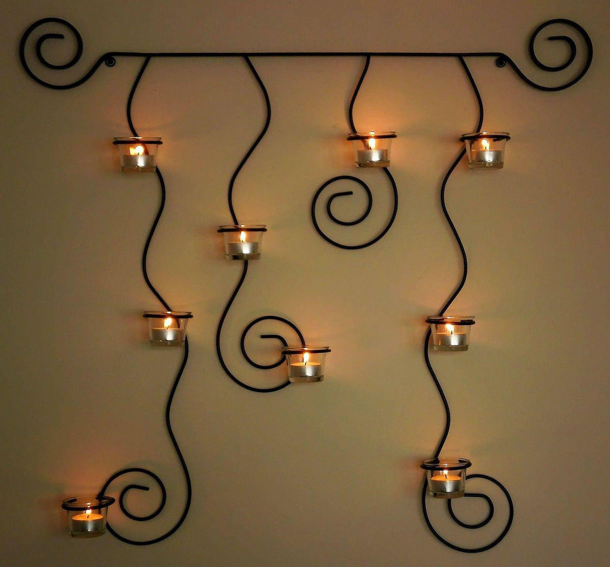 WANDTEELICHTHALTER Lysa Schwarz Wandkerzenhalter Metall 74cm - Schwarz, Metall (70cm) - DanDiBo