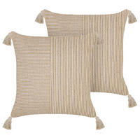 DEKOKISSEN 2er-Set Beige 45/45 cm Aralia - Beige, Naturmaterialen/Textil (45/45cm) - Beliani