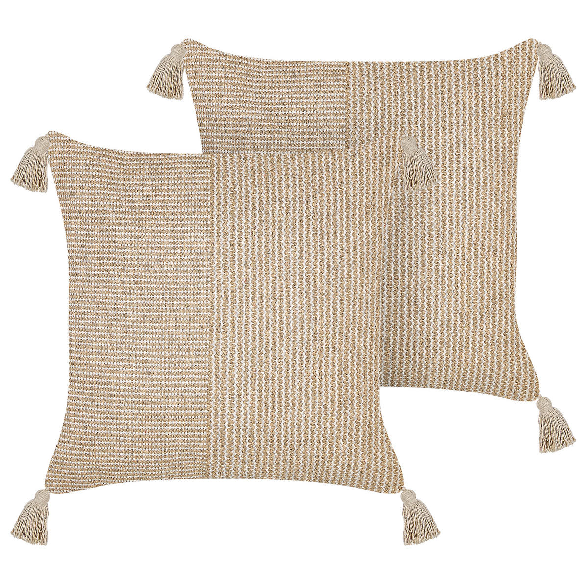 DEKOKISSEN 2er-Set Beige 45/45 cm Aralia - Beige, Naturmaterialen/Textil (45/45cm) - Beliani