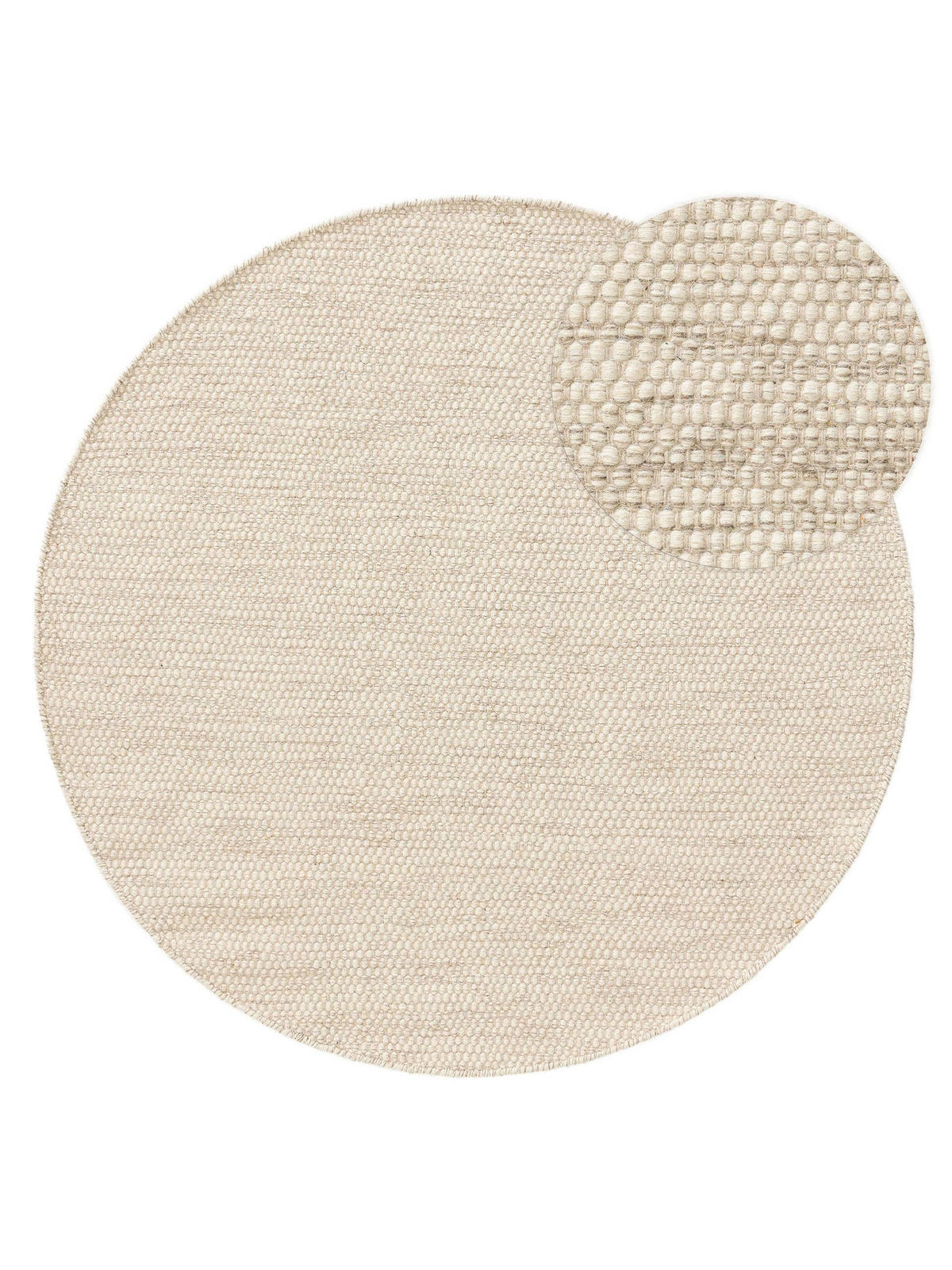 WOLLTEPPICH Rocco Cream ø 150 cm rund - Creme, Textil (150/150cm) - benuta Pure