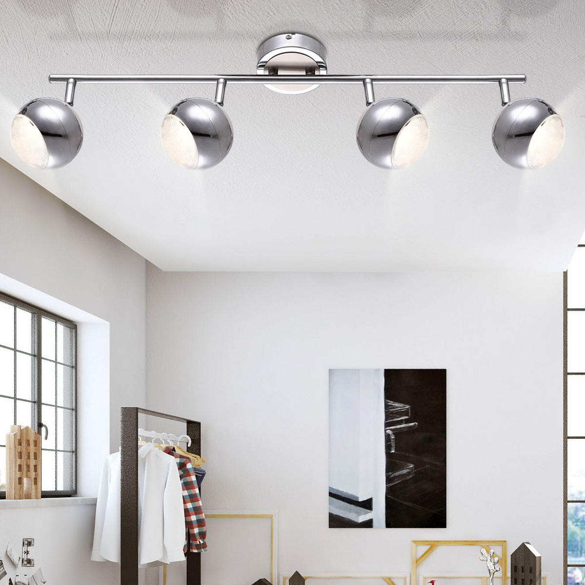 LED DECKENLEUCHTE NIKI Silber Chrom - Silberfarben, Metall (66/9/18cm) - Globo Lighting