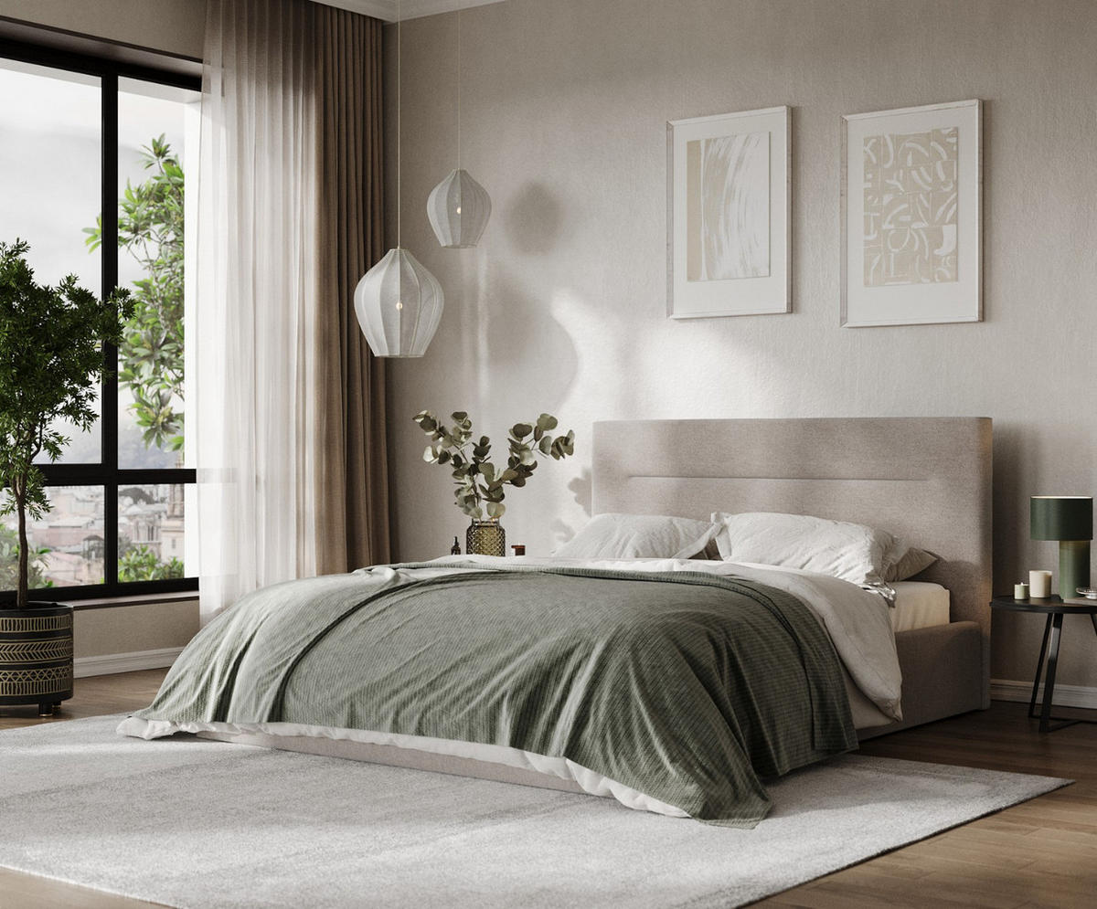 POLSTERBETT Liline 160/200 cm Graubraun im Asti Stoff - Graubraun/Schwarz, Holz/Holzwerkstoff (160/200cm) - AltaBeds