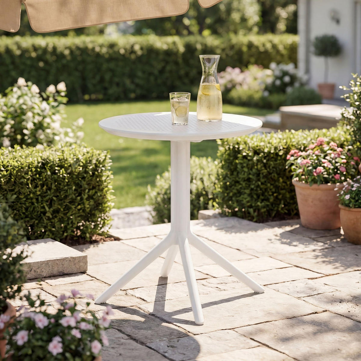GARTENTISCH rund Kunststoff weiß - Weiß, Kunststoff (60/60/74cm) - CLP
