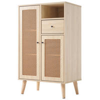 SIDEBOARD 60/40/101 cm Eiche aus Spanplatte mit Rattantüren - Eichefarben, Holzwerkstoff (60/101/40cm) - OKWISH