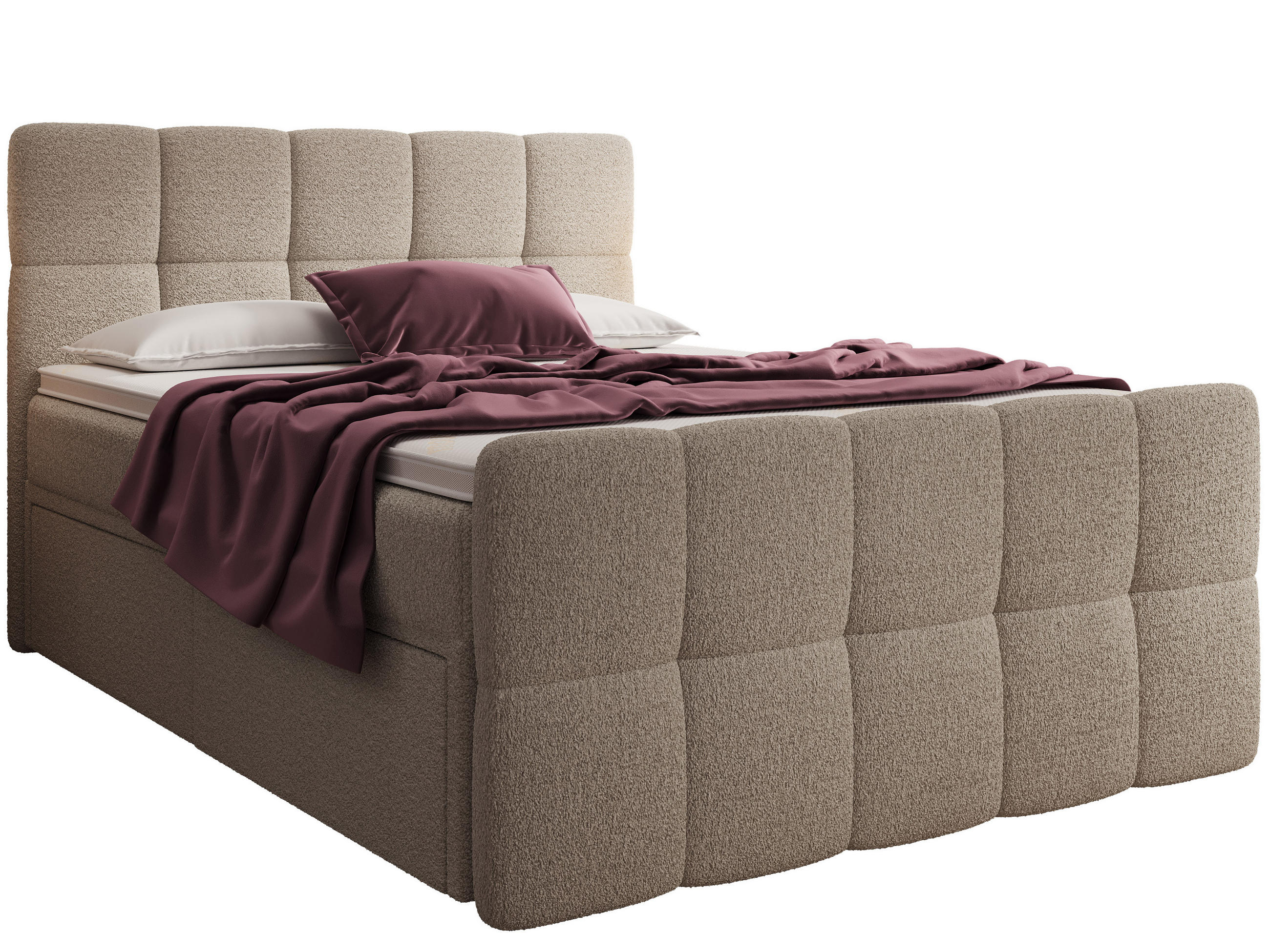BOXBETT Madison 4 Beige 160/200 H3/H4 Boucle - Beige, Textil (160/200cm) - wonello