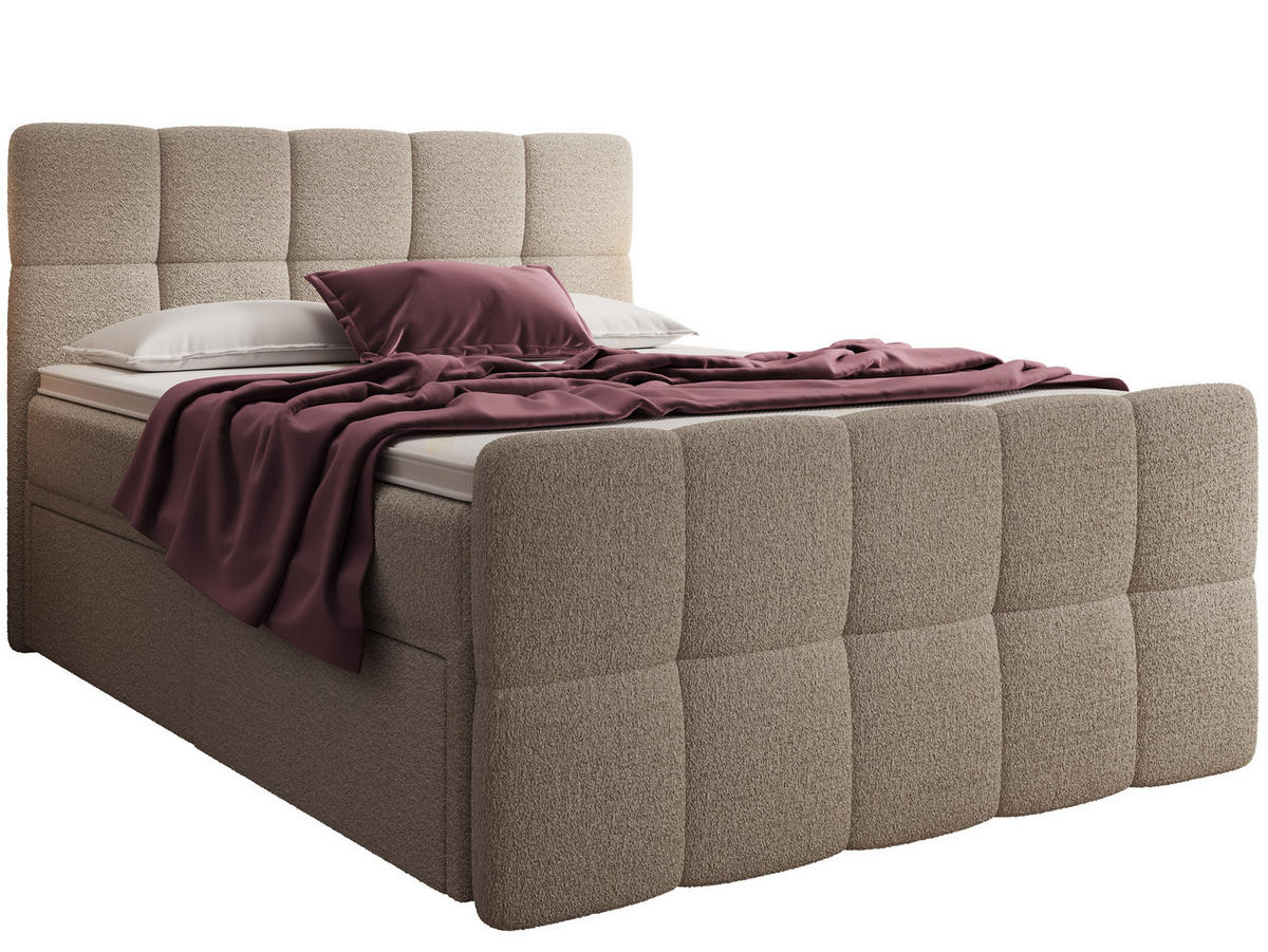 BOXBETT Madison 4 Beige 160/200 H3/H4 Boucle - Beige, Textil (160/200cm) - wonello