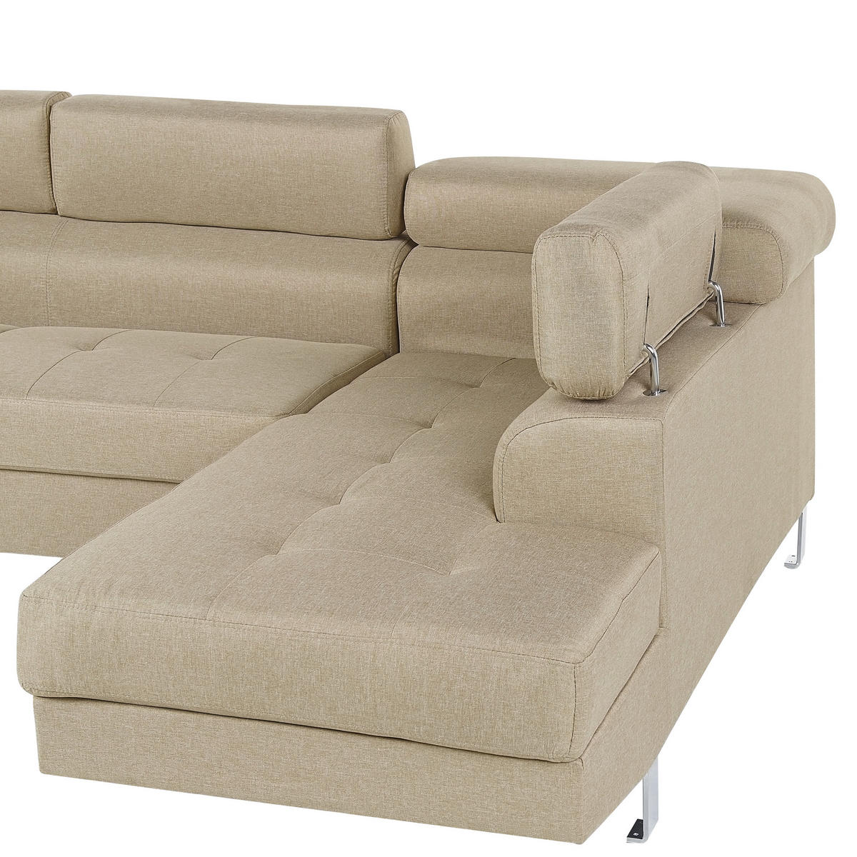 5-SITZER-ECKSOFA Polyester Beige Norrea - Beige, Textil (262/169cm) - Beliani