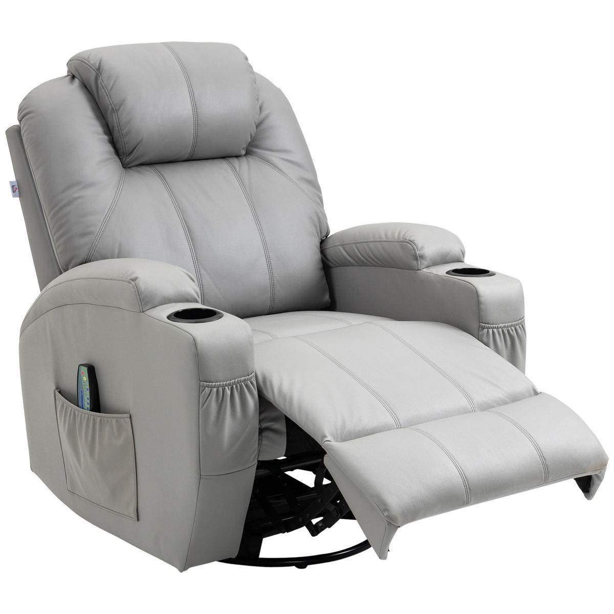 MASSAGESESSEL DE-06420 Mit FusstüTze, 8 Vibrationspunkte, 135° neigbar Hellgrau - Grau, Metall (99/106/89cm) - ComfortXL