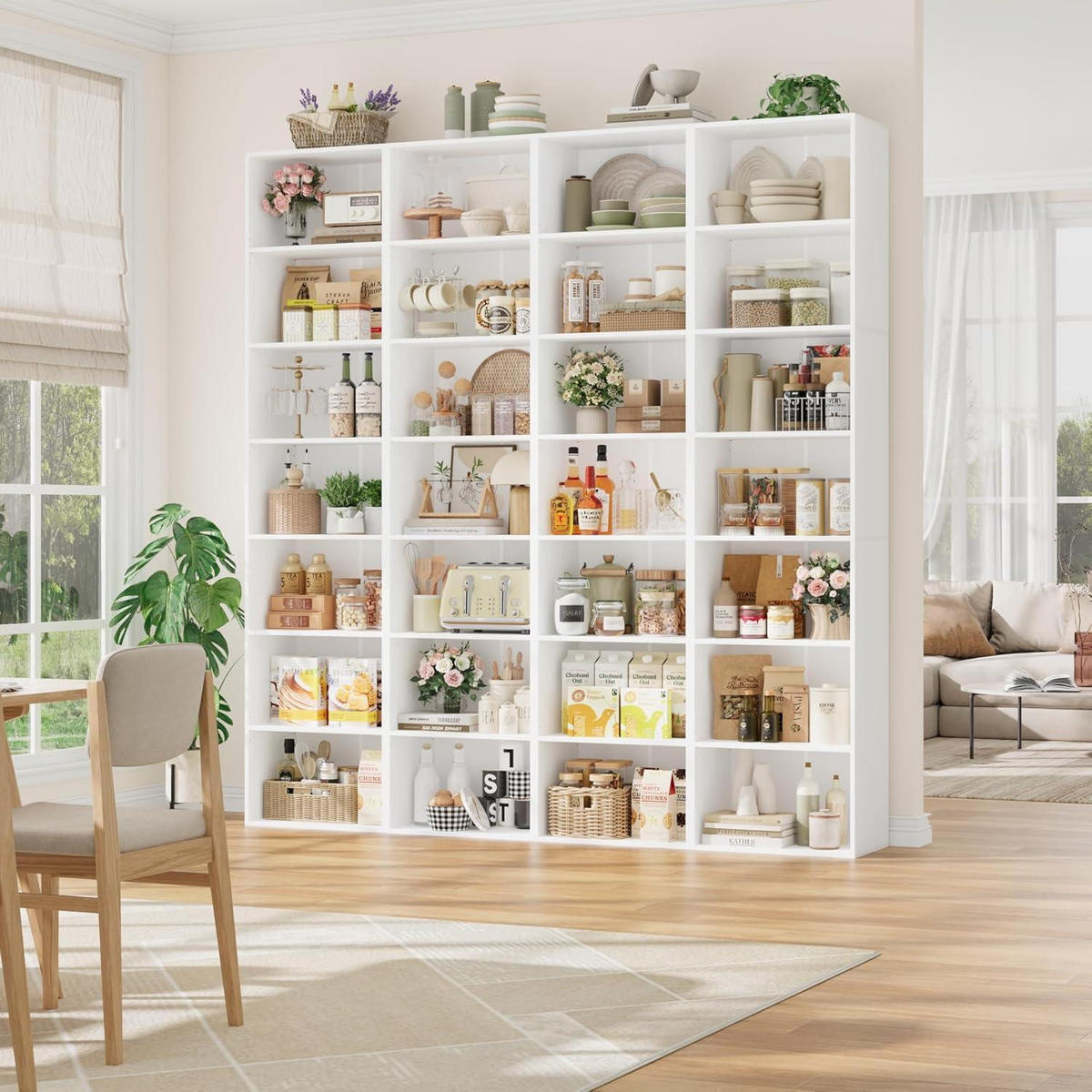 BÜCHERREGAL 220 cm weiß 7 Fächer - Weiß, Holzwerkstoff (48/220/30cm)