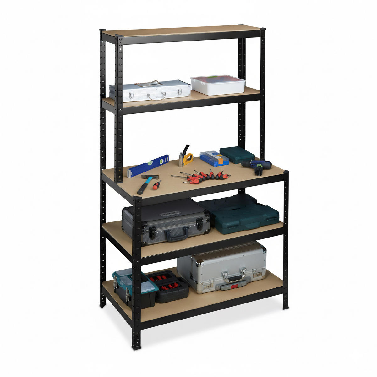 SCHWERLASTREGAL - Multicolor, Holzwerkstoff/Metall (100/180/60cm) - Relaxdays