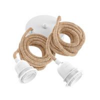 PENDELLEUCHTE Hang 2 Flammig Retro Natur Weiß - Beige/Weiß, Naturmaterialien (250/1/250cm) - HOOPZI