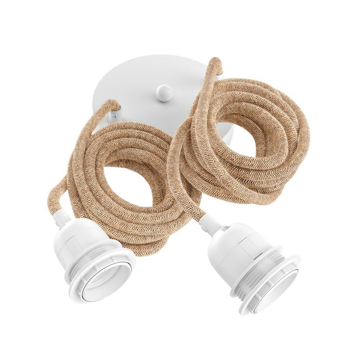 PENDELLEUCHTE Hang 2 Flammig Retro Natur Weiß - Beige/Weiß, Naturmaterialien (250/1/250cm) - HOOPZI