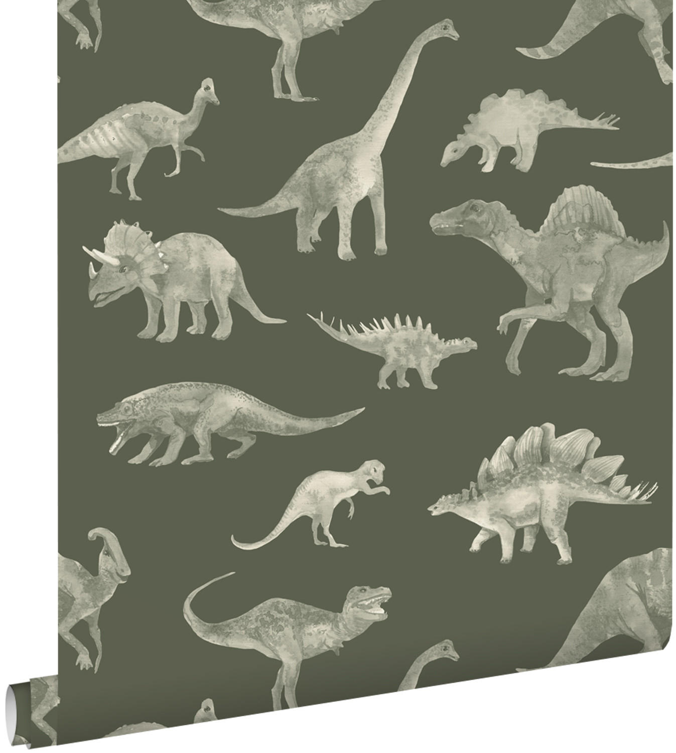 TAPETE Dinosaurier 50 x 900 cm - Grün, Papier (50/0.1cm) - ESTAhome