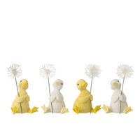 DEKOOBJEKT ENTE BLUME Weiß - Weiß, Glas/Naturmaterialien (9.5/14/8.5cm) - J-Line
