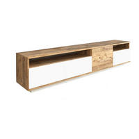 TV-MÖBEL mit 4 Türen & 2 Regalen - Holzfarben hell & Weiß - CEDONA - Naturfarben, Holz (44.5/44.6/180cm) - Vente-Unique