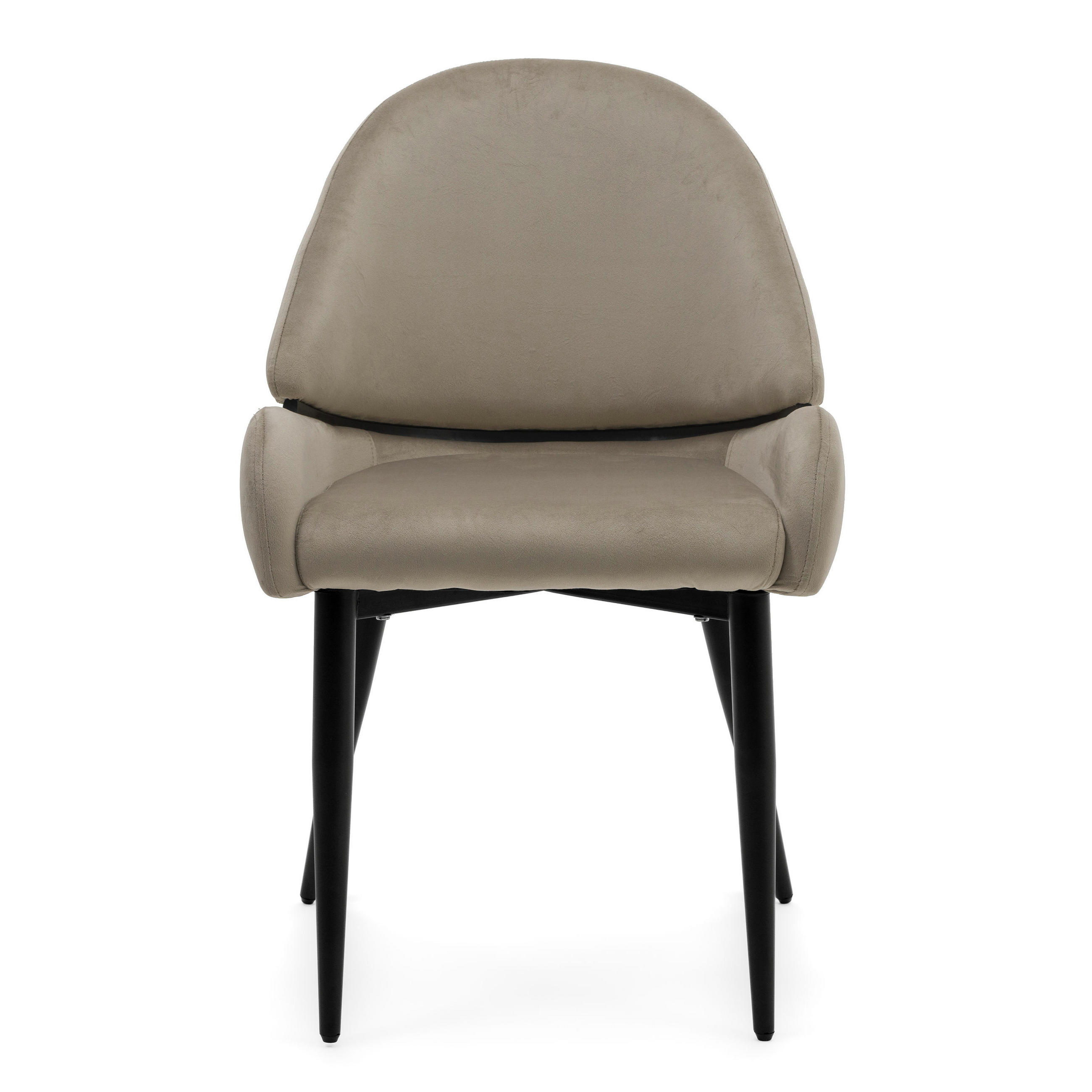 STUHL BERGAMO gepolsterter mit Steppung - dunkelbeige - Samt Velour - Beige/Schwarz, Textil/Metall (56/91/61cm) - NEW HOME