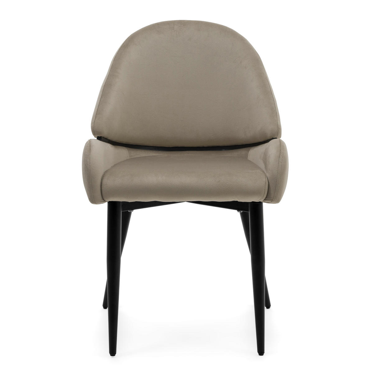 STUHL BERGAMO gepolsterter mit Steppung - dunkelbeige - Samt Velour - Beige/Schwarz, Textil/Metall (56/91/61cm) - NEW HOME