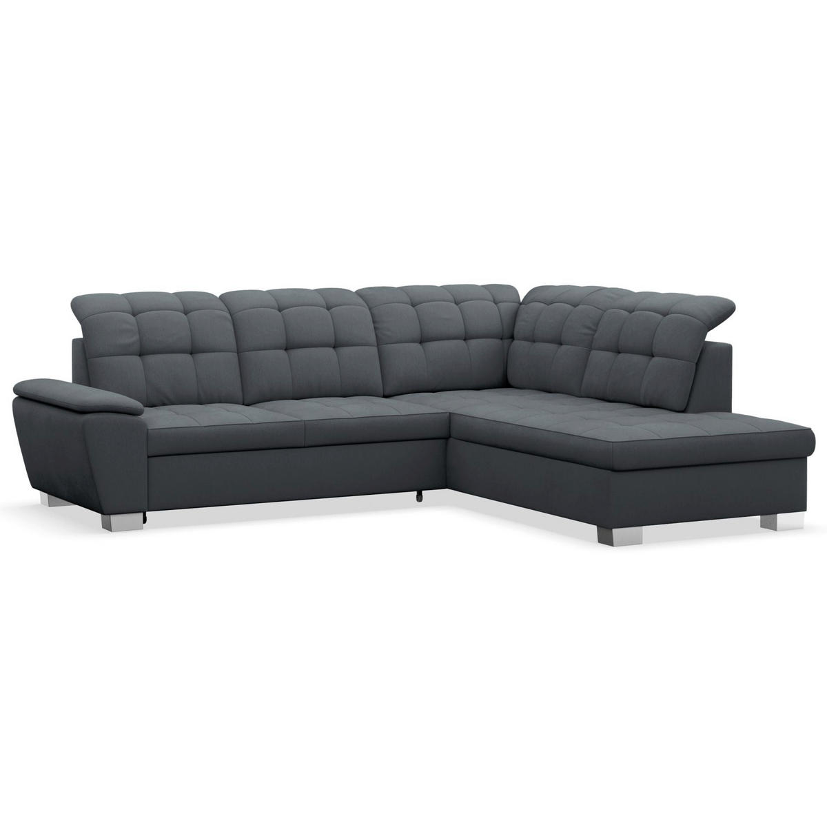 ECKSOFA Jamaal Dunkelgrau rechtsseitig - Dunkelgrau/Schwarz, Textil (212/258cm) - Selsey