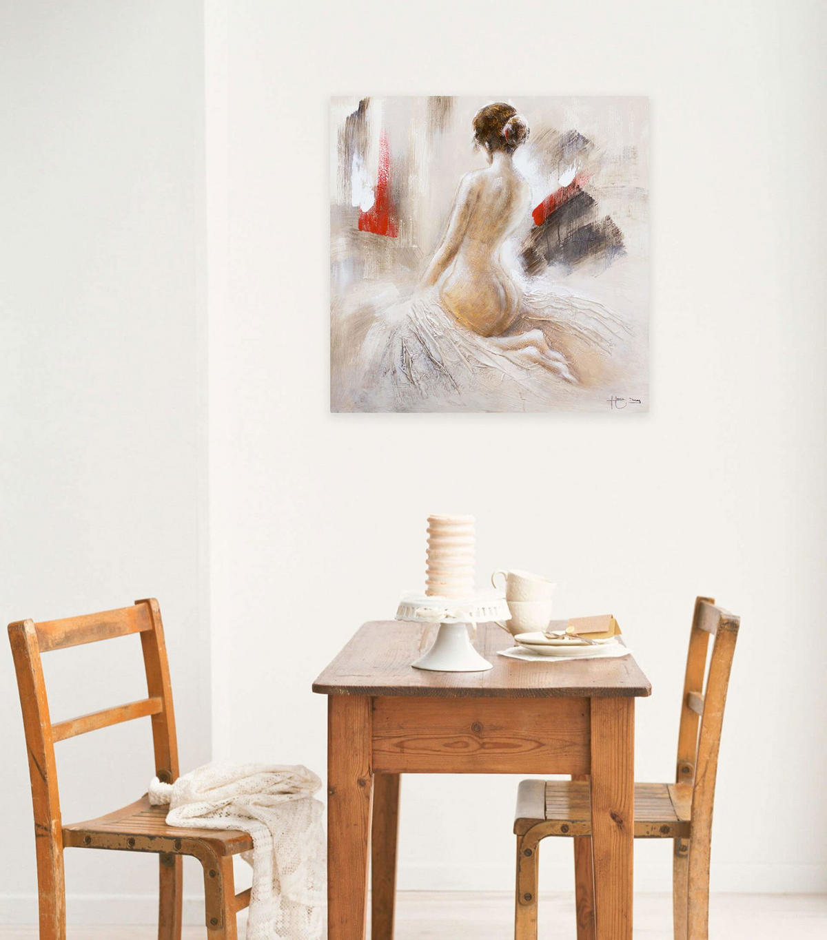 ACRYLBILD HANDGEMALT 80/80 cm - Beige, Holz/Textil (80/80cm) - KUNSTLOFT