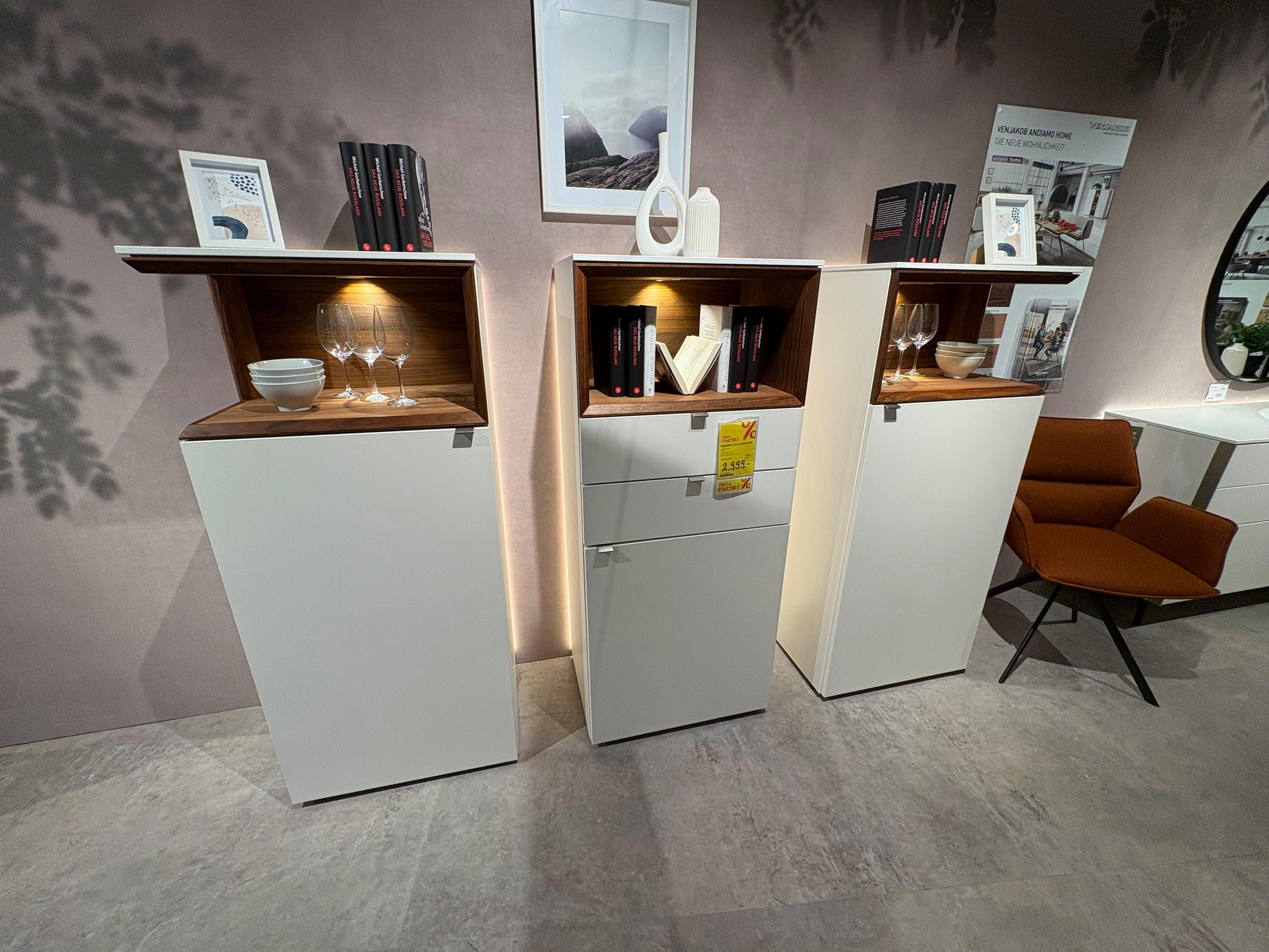 Ensemble de 3 highboards en noyer - Venjakob