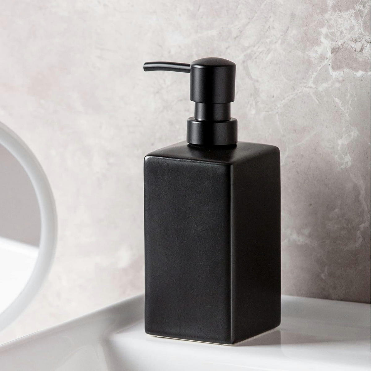 SEIFENSPENDER Keramik matt schwarz 400 ml - Schwarz, Keramik (6.8/17.5/6.8cm)