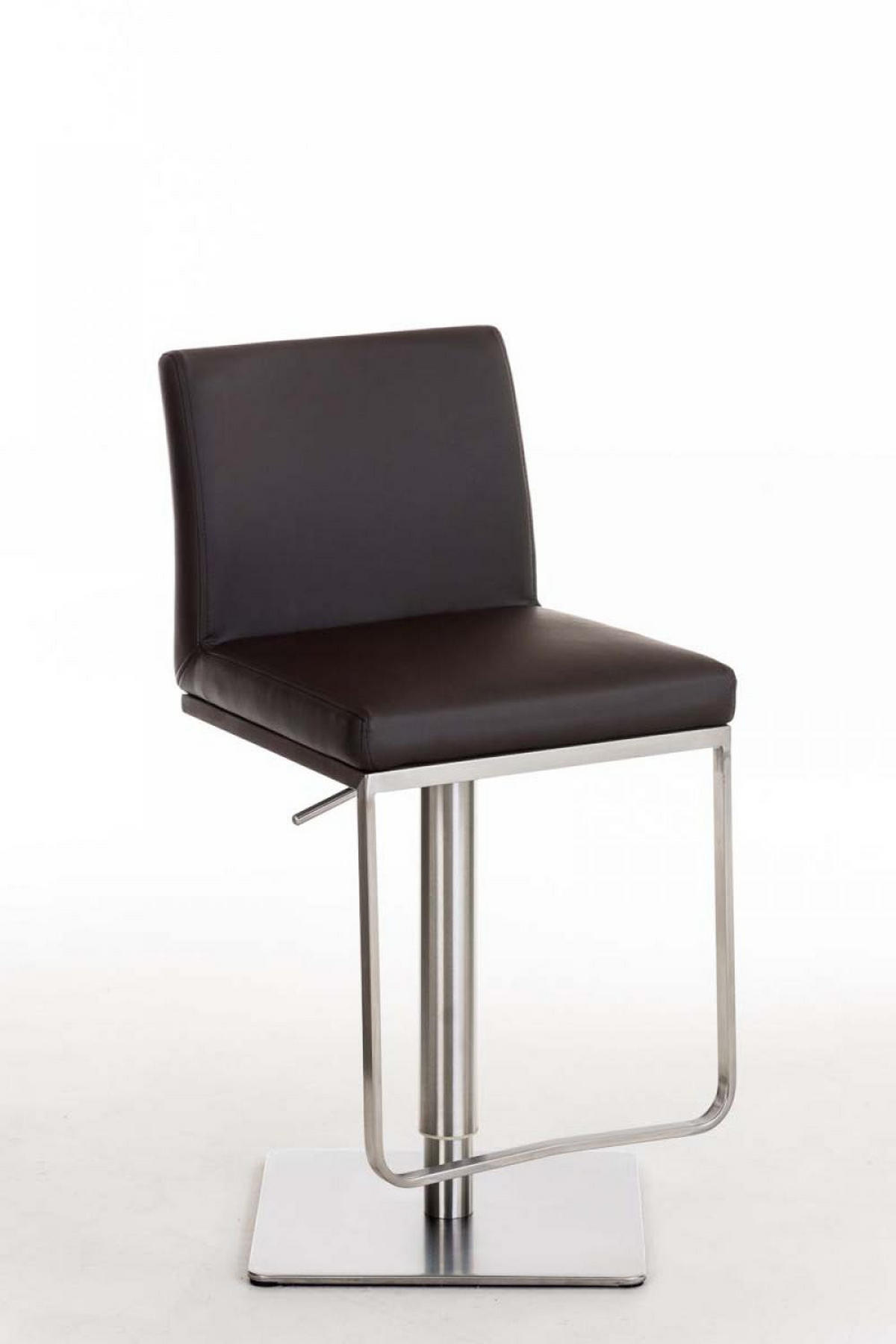 BARHOCKER 2er Set Lederlook Braun - Edelstahlfarben/Braun, Textil/Metall (42/86/44cm) - CLP