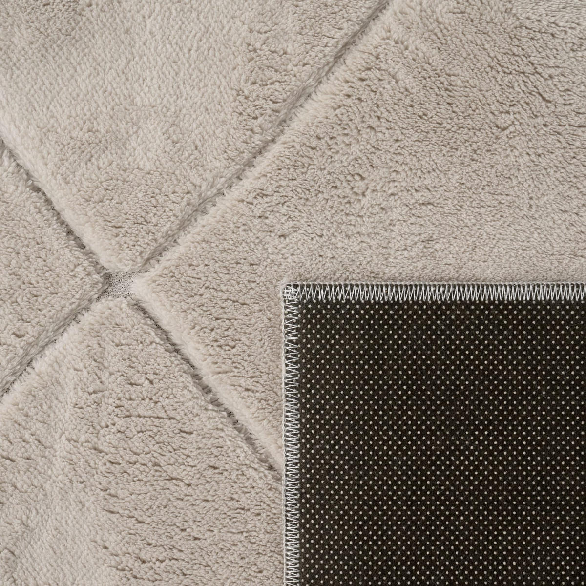 KURZFLORTEPPICH Waschbar, mit Rauten-Struktur, Creme, 60 x 100 cm - Beige, Textil (100/60cm) - KADIMA DESIGN