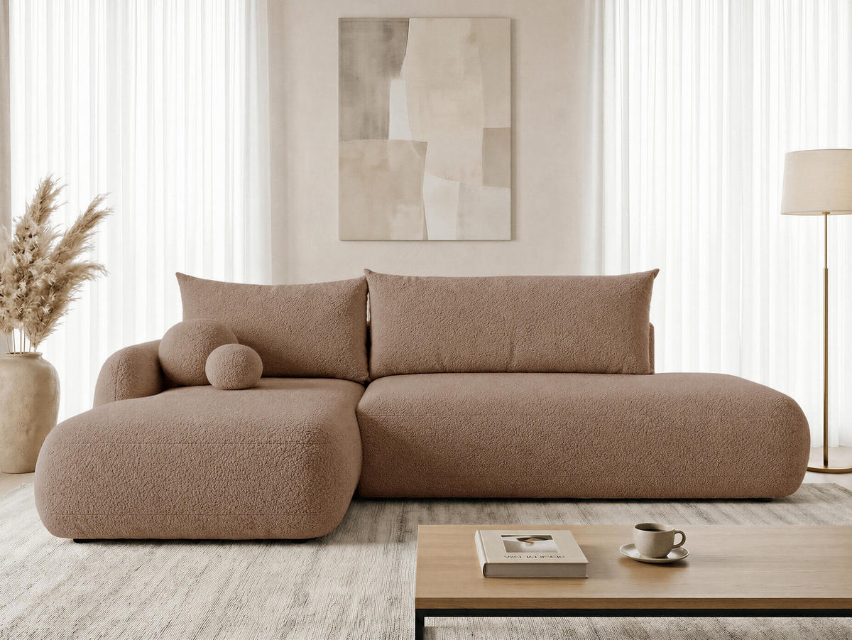 ECKSOFA Neto, Seite: Links - Schwarz/Rosa, Holz/Kunststoff (300/187cm) - Sofnet